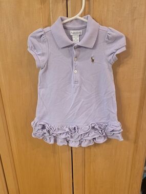 Polo by Ralph Lauren Lilac Ruffle-Hem Polo Dress